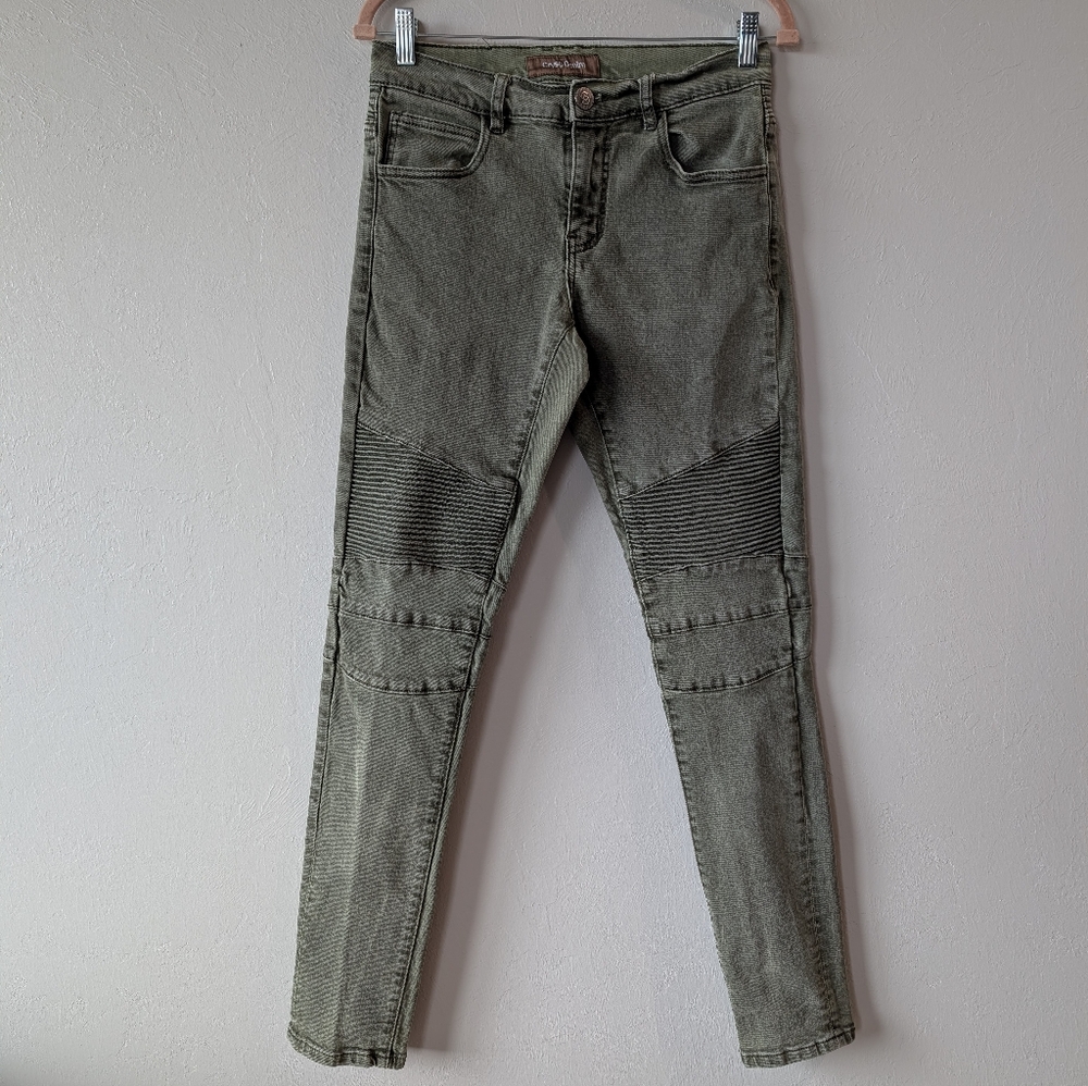 Crysp Denim Men’s Olive Green Skinny Jeans Size 30 Moto Street Wear